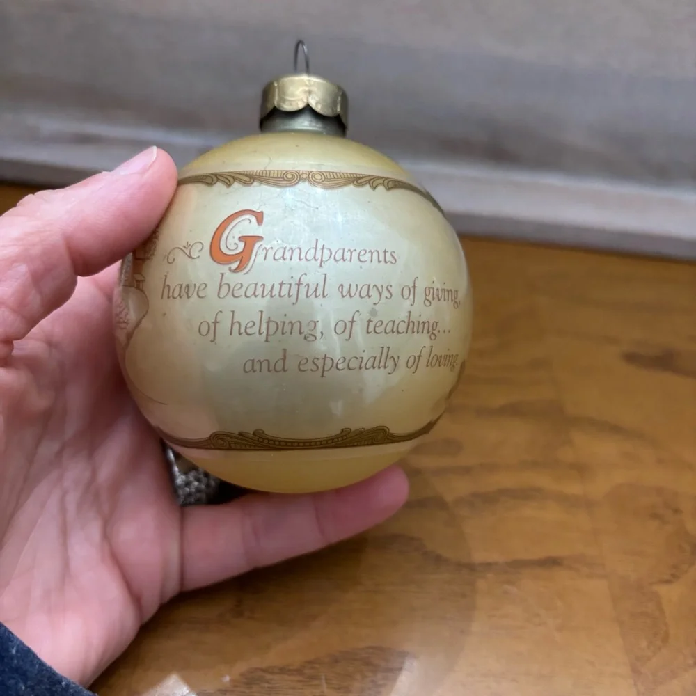 Vintage Hallmark Ornament for Grandparents Gold Glass Ice‎ Skaters Keepsake 1980
